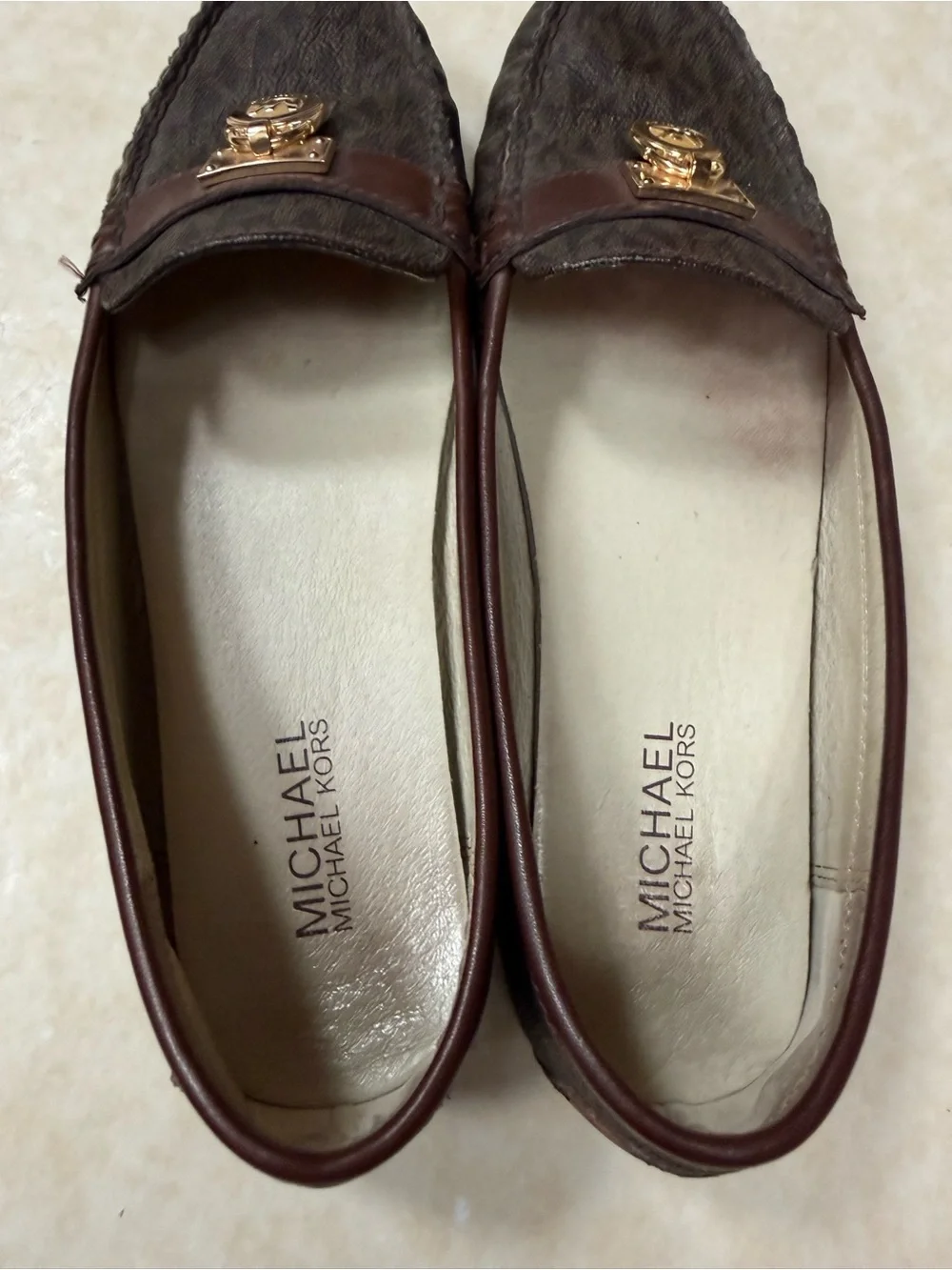 Michael Kors Hamilton brown logo loafers 81/2